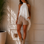 BLUSA FLUIDA CON ENCAJE BLANCO