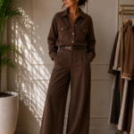 PANTALON SASTRERO WIDE LEG MARRON